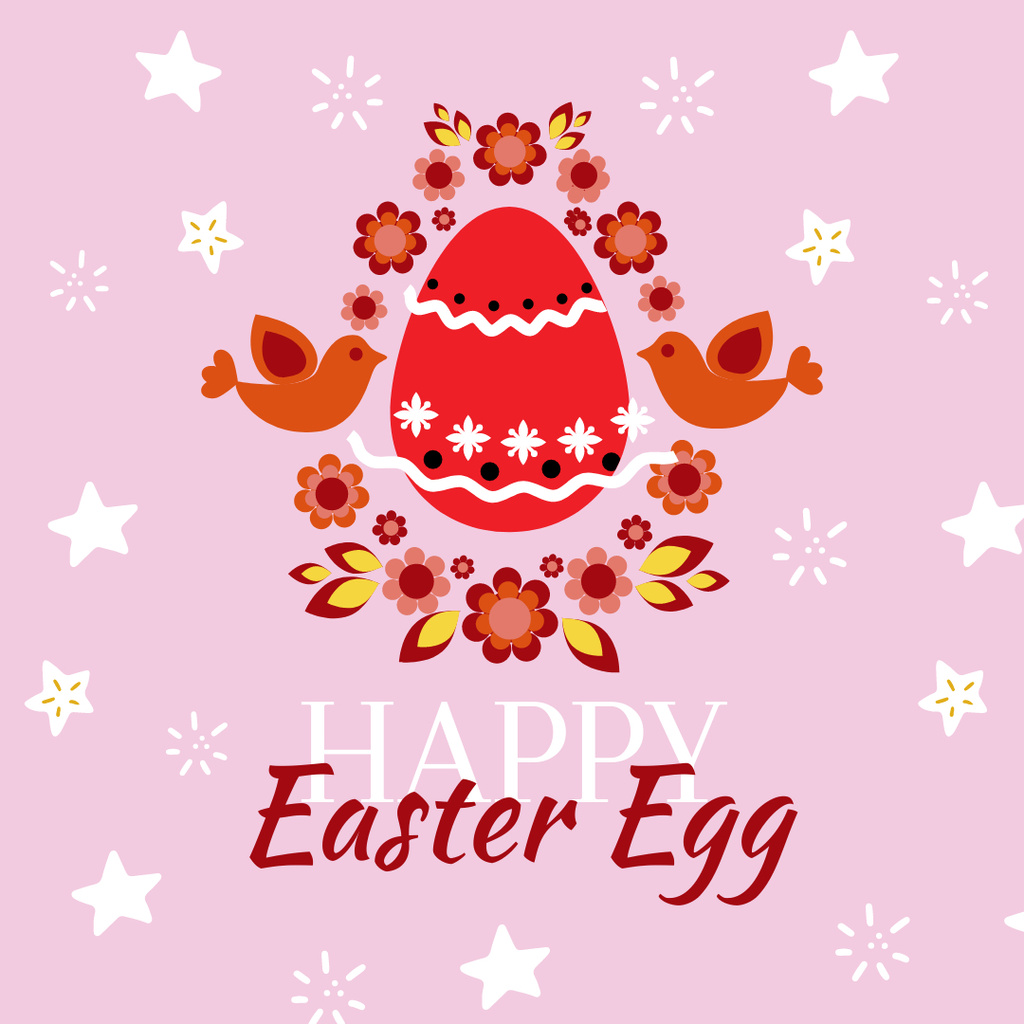Easter Day Greeting with Festive Egg Instagram Tasarım Şablonu