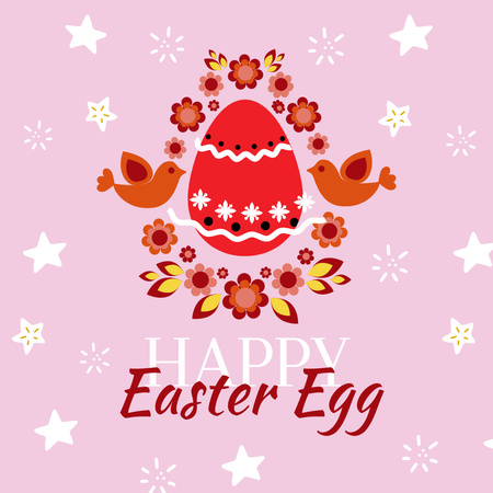 Plantilla de diseño de Saludo del día de Pascua con huevo festivo Instagram 