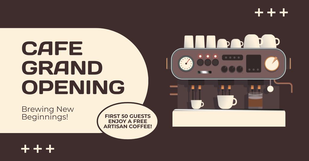 Designvorlage Inspiring Cafe Grand Opening With Artisan Coffee Offer für Facebook AD