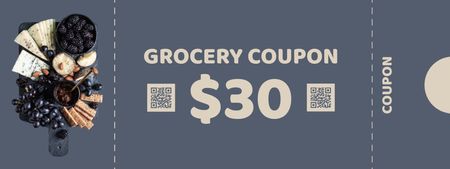 Discount With Cheese And Berries In Groceries Coupon Design Template