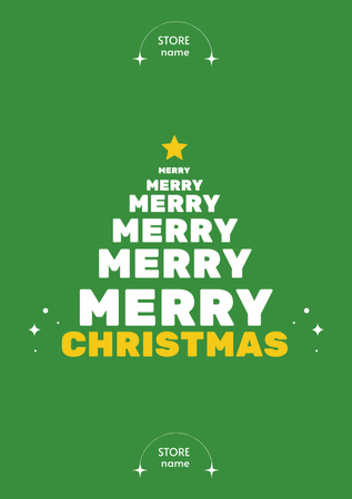 Christmas Greeting Words Shaped in Tree Postcard A5 Vertical – шаблон для дизайну