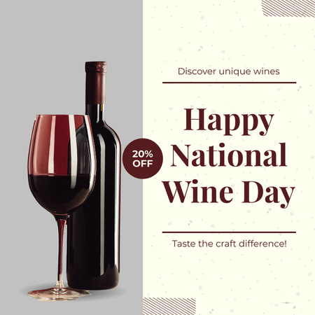 Plantilla de diseño de Oferta de descuento del Día Nacional del Vino Instagram 
