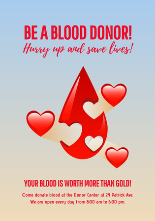 Blood Donation Motivation during War in Ukraine Poster 28x40in Design Template