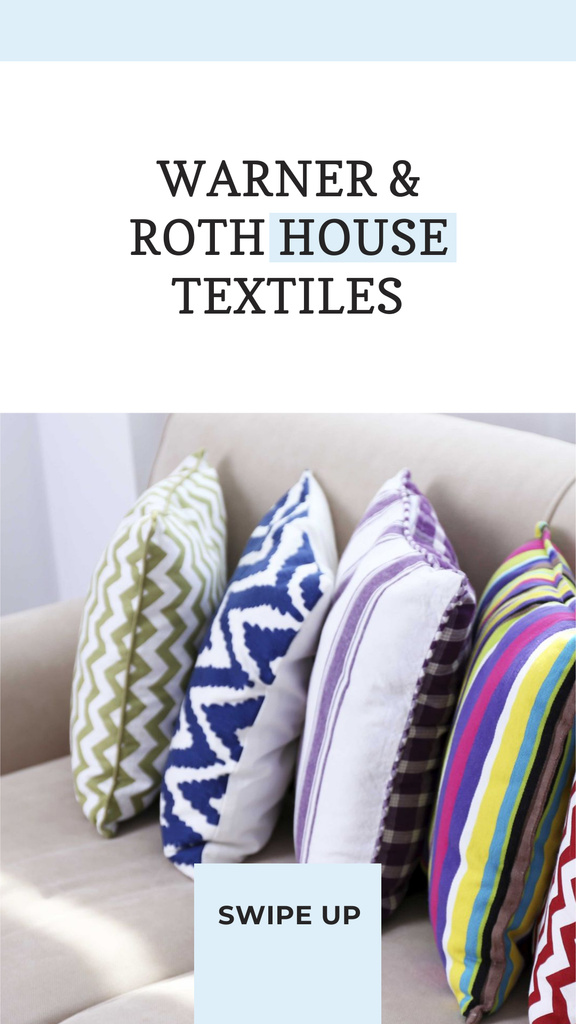 Designvorlage Home Textiles Offer with Bright Pillows für Instagram Story