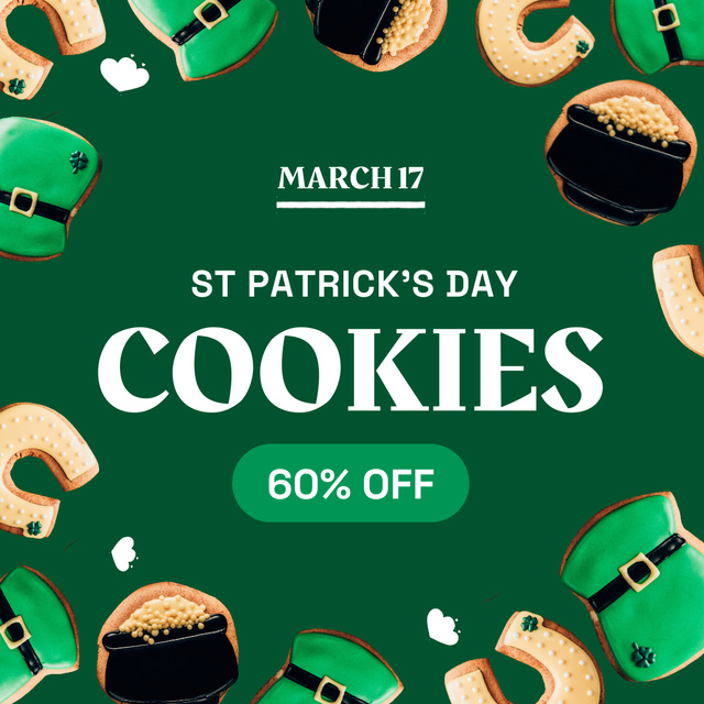 Sweet Cookies On Patrick's Day With Discount Animated Postデザインテンプレート