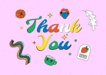 Modèle de visuel Thankful Phrase with Bright Stickers - Card