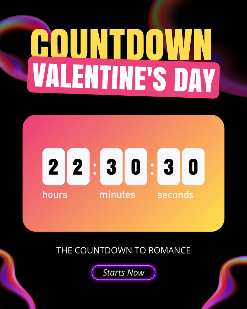 Valentine's Day Countdown In Gradient Instagram Post Vertical tervezősablon