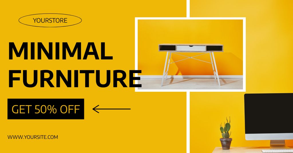 Offer of Minimalistic Furniture with Stylish Table Facebook AD Šablona návrhu