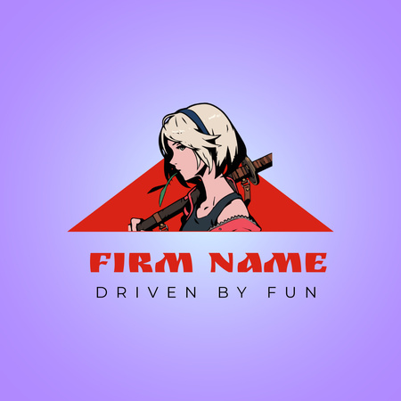 Ontwerpsjabloon van Animated Logo van Company With Anime Character And Slogan Promotion