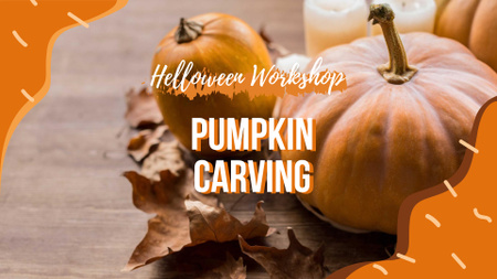 Halloween Workshop Announcement with Pumpkins FB event cover Design Template
