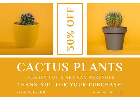 Plantilla de diseño de plantas de cactus en venta Card 