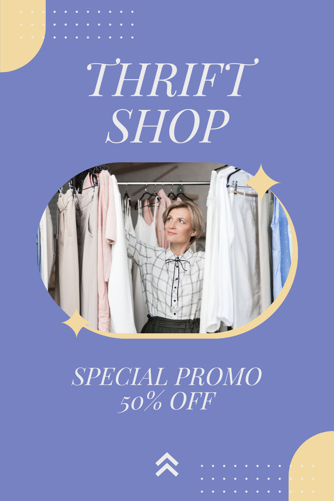 Szablon projektu Thrift Clothes Special Promo Purple Pinterest