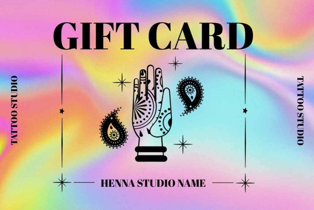 Henna Tattoos In Studio With Discount Gift Certificateデザインテンプレート