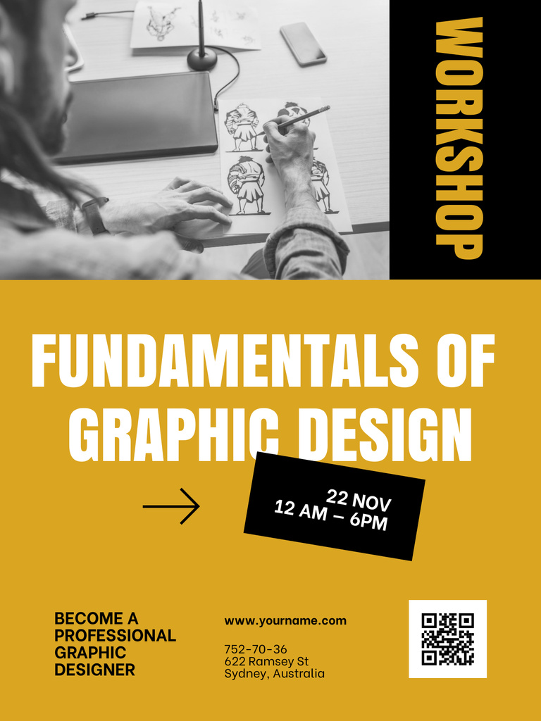 Fundamentals of Graphic Design Workshop Poster US Modelo de Design