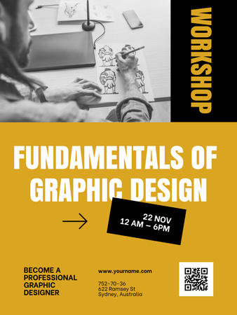 Plantilla de diseño de Fundamentals of Graphic Design Workshop Poster US 