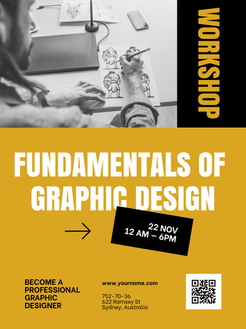 Fundamentals of Graphic Design Workshop Poster US Tasarım Şablonu