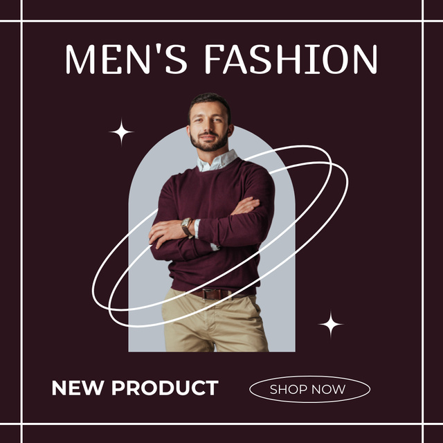 Ontwerpsjabloon van Instagram van Man in Stylish Outfit for Fashion Clothing Ad