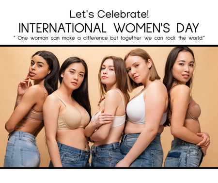 Diverse Beautiful Young Women on Women's Day Facebook Design Template