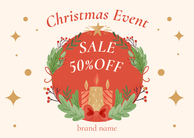 Christmas Discounts Event Card Πρότυπο σχεδίασης