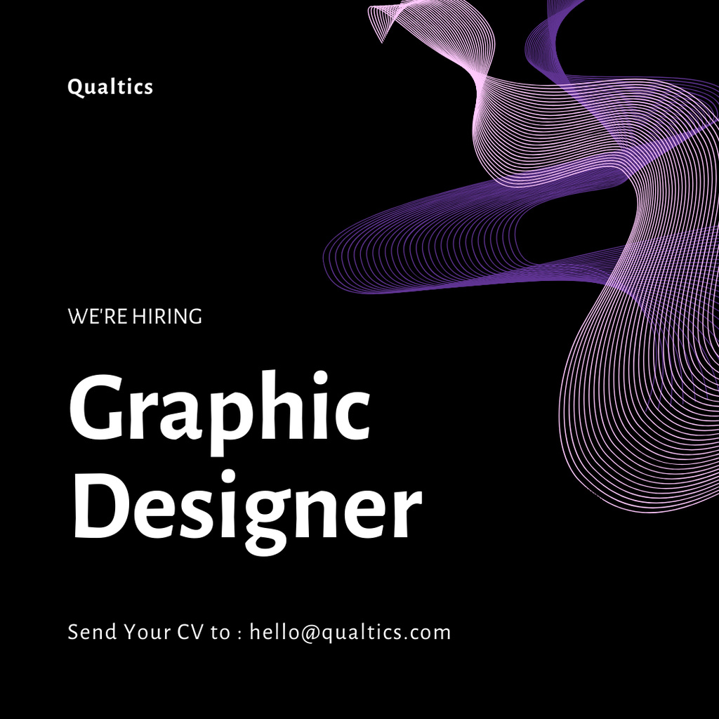 Designvorlage Hiring of graphic designer black für Instagram