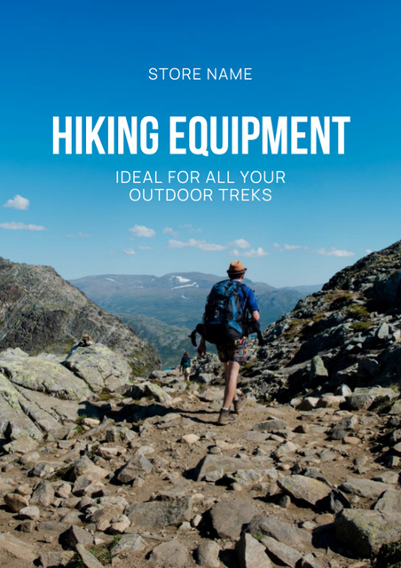 High Quality Hiking Equipment Lookbook Flyer A4 Design Template