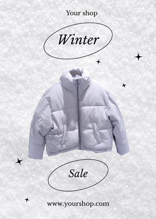 Winter Sale of Stylish Down Jackets Postcard 5x7in Vertical Design Template
