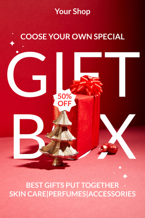 Gift box with products offers Pinterest Design Template
