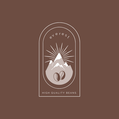 Modèle de visuel illustration de grains de café sur les montagnes - Logo