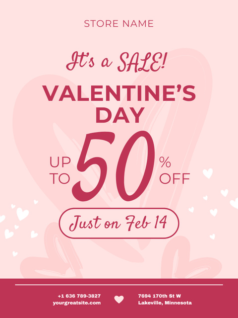 Ontwerpsjabloon van Poster US van Special Discounts on Valentine's Day