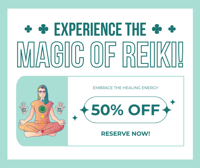 Ontwerpsjabloon van Facebook van Powerful Reiki Energy Healing Session At Half Price
