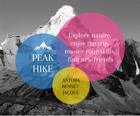 Plantilla de diseño de Hike Trip Announcement Scenic Mountains Peaks Medium Rectangle 