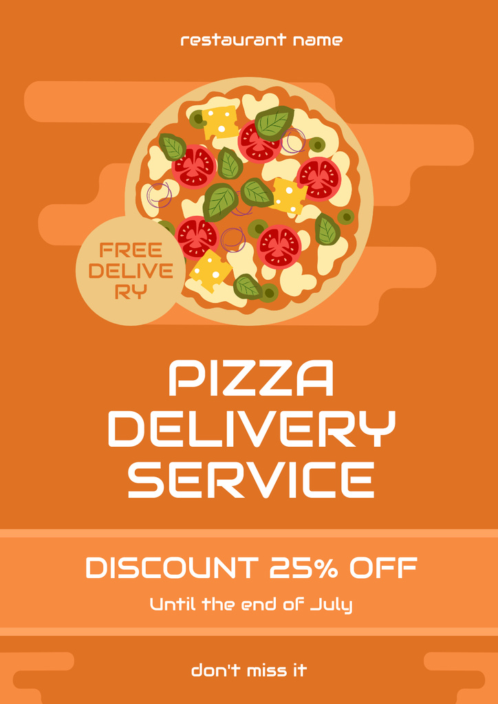 Designvorlage Delicious Pizza Delivery Service für Poster