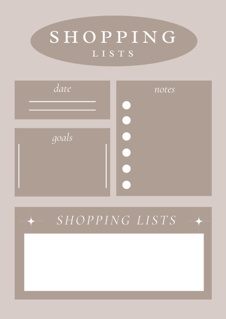 Minimalist Elegant Shopping List in Brown Colors Schedule Planner tervezősablon