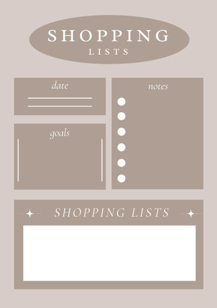 Designvorlage Minimalistische, elegante Einkaufsliste in braunen Farben für Schedule Planner
