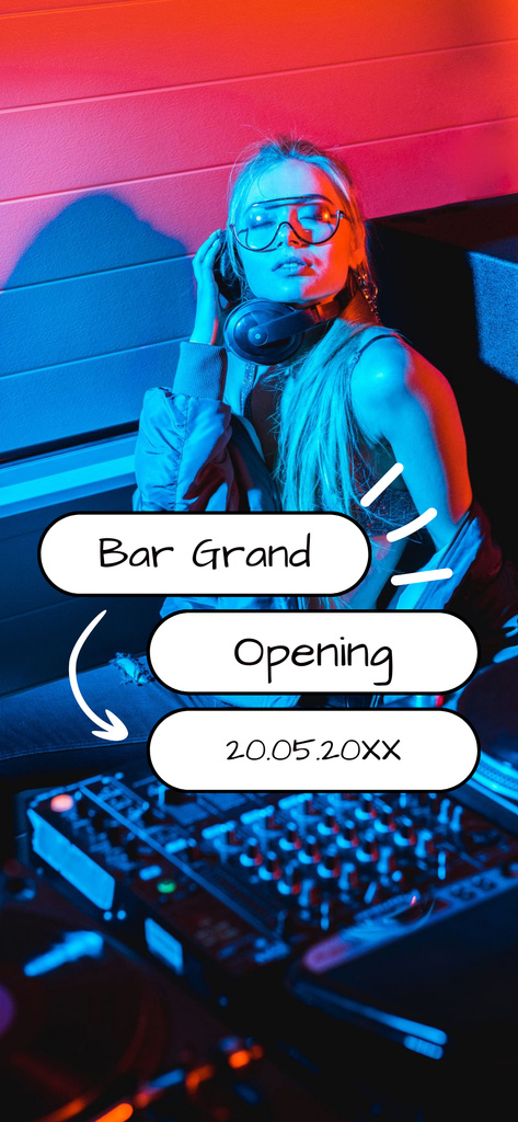 Bar Grand Opening With DJ Snapchat Geofilter Tasarım Şablonu
