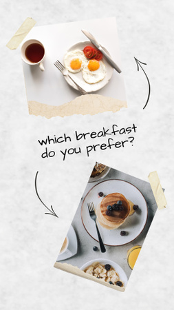 sült tojás és finom palacsinta reggelire Instagram Story tervezősablon