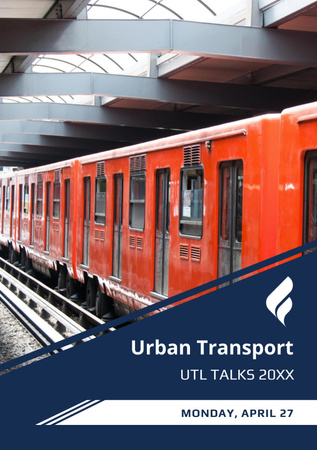 Public Transport Train in Subway Tunnel Flyer A5 Design Template