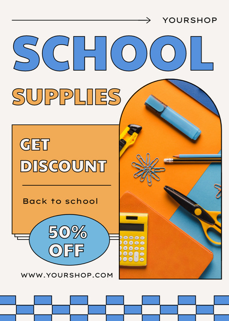 Offer Get Discount On School Supplies Flayer Tasarım Şablonu