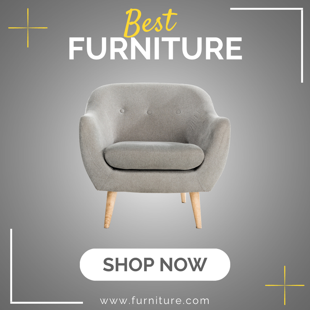 Contemporary Furniture Offer with Armchair In Gray Instagram Tasarım Şablonu