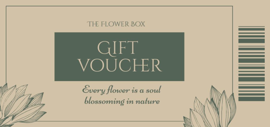 Citation about Flowers with Green Sketch Coupon Din Large Design Template