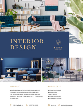Interior Design Offer with Cozy Bedroom Poster US Πρότυπο σχεδίασης