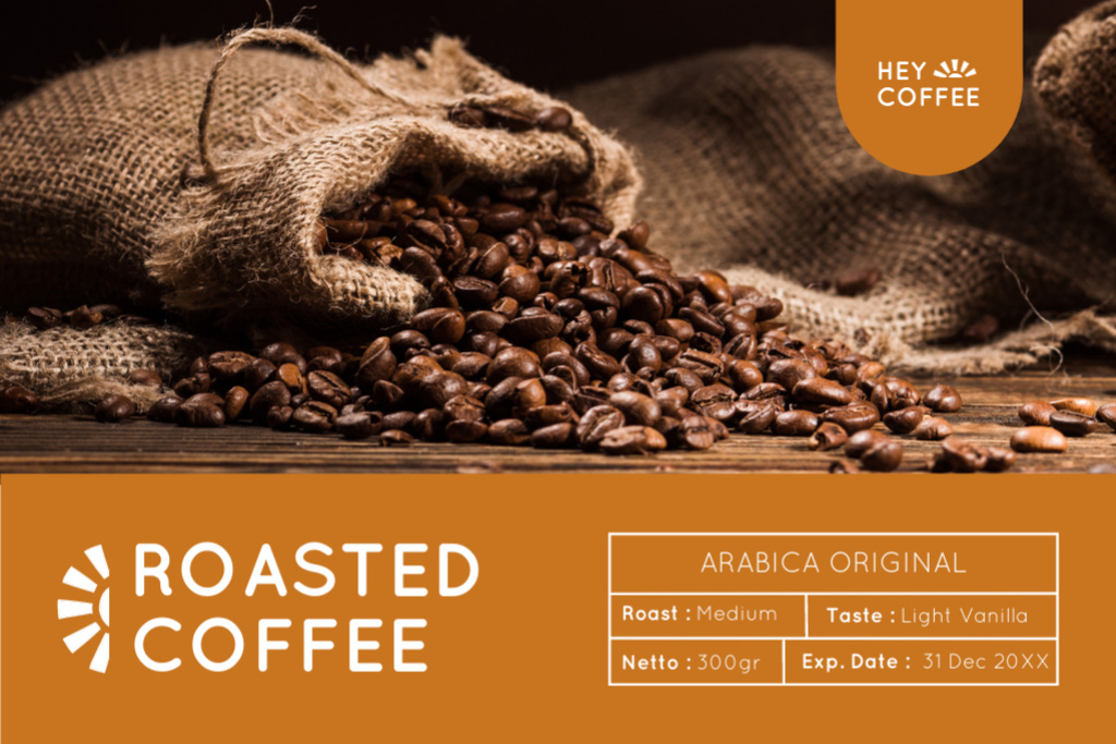Plantilla de diseño de Roasted Arabica Coffee Beans Offer Label 