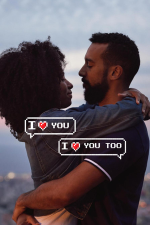 Couple In City Hugging On Valentine's Day Postcard 4x6in Vertical Šablona návrhu