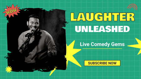 Ontwerpsjabloon van Youtube Thumbnail van Aankondiging van Live Comedy Gems-evenementen