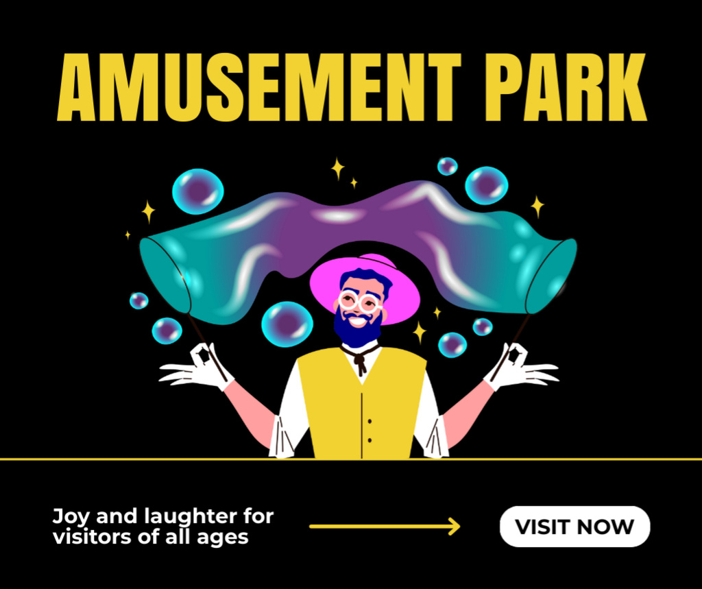 Captivating Attractions And Performers In Amusement Park Facebook tervezősablon