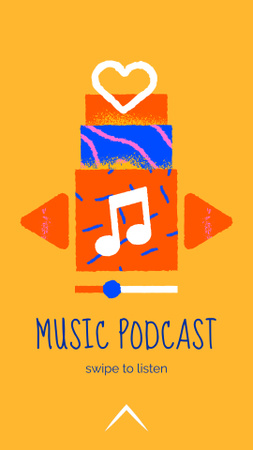 Music Podcast Announcement with Note Illustration Instagram Video Story Πρότυπο σχεδίασης