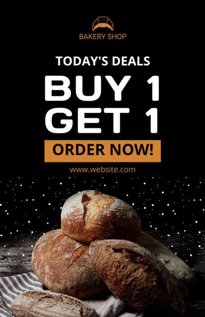 Daily Deal Offer from Bakery on Black Recipe Cardデザインテンプレート