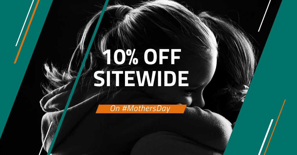Mother's Day Discount Offer with Daughter hugging Mother Facebook AD Πρότυπο σχεδίασης