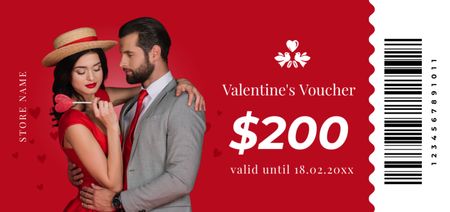 Platilla de diseño Valentine's Day Voucher with Beautiful Couple in Love Coupon Din Large