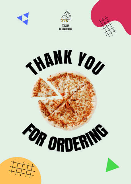 Designvorlage Gratitude for Ordering Tasty Pizza für Postcard 5x7in Vertical